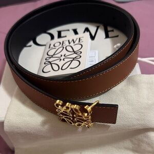 Loewe Brown Leather Belt with Gold Accent